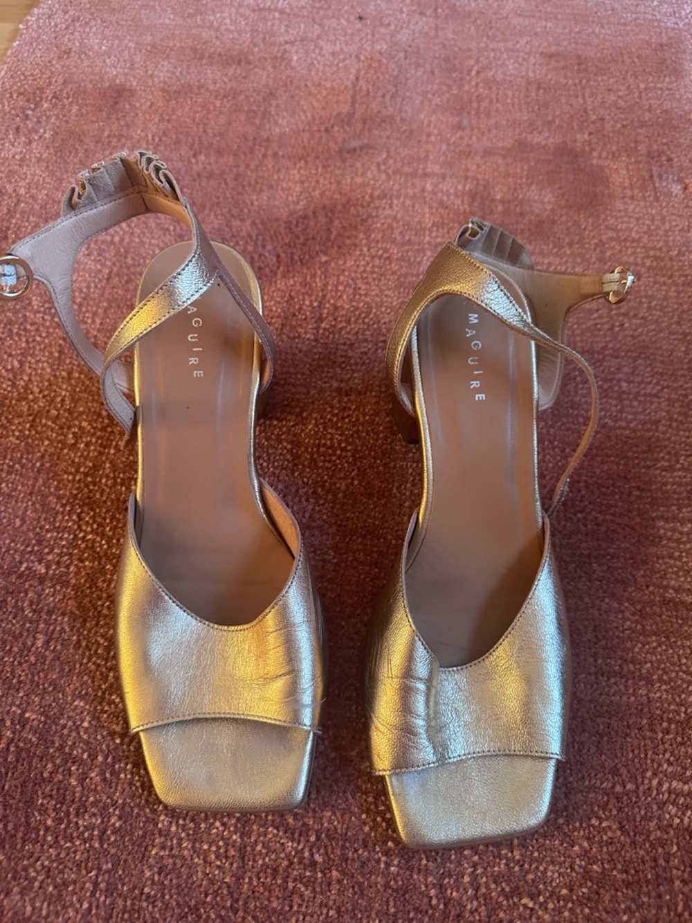 Metallic Gold Ankle-Strap Women’s Sandals